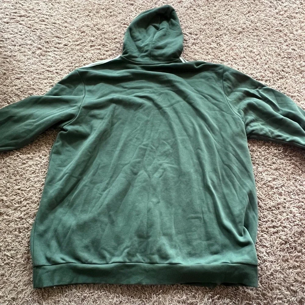 Adidas Mens Essentials 3-Stripes Full Zip Hoodie Green White 3XL